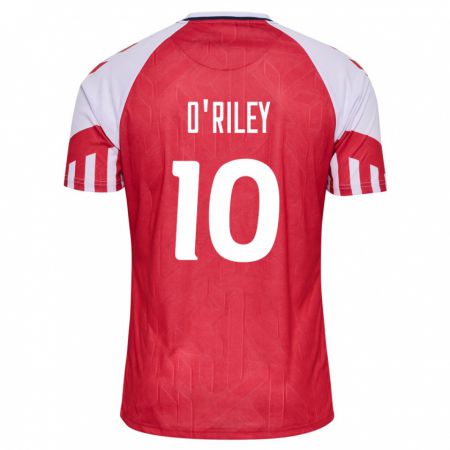 Kandiny Homme Maillot Danemark Matt O'riley #10 Rouge Tenues Domicile 24-26 T-Shirt