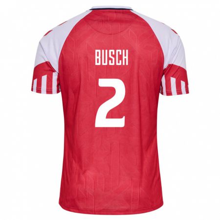Kandiny Homme Maillot Danemark Alexander Busch #2 Rouge Tenues Domicile 24-26 T-Shirt