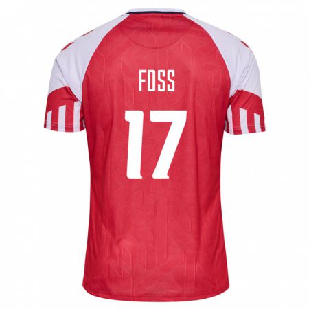 Kandiny Homme Maillot Danemark Jonathan Foss #17 Rouge Tenues Domicile 24-26 T-Shirt