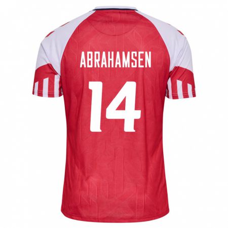 Kandiny Homme Maillot Danemark Mads Abrahamsen #14 Rouge Tenues Domicile 24-26 T-Shirt
