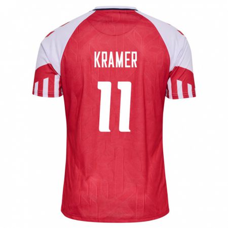 Kandiny Homme Maillot Danemark Cornelia Kramer #11 Rouge Tenues Domicile 24-26 T-Shirt