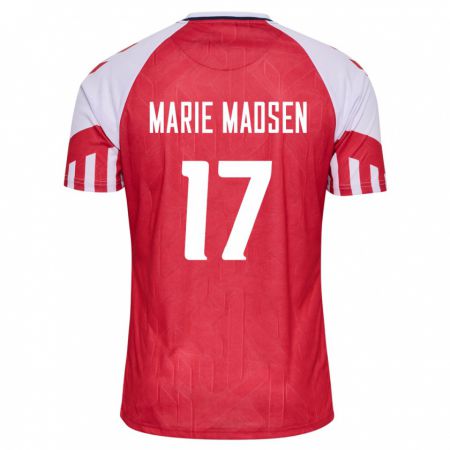 Kandiny Homme Maillot Danemark Rikke Marie Madsen #17 Rouge Tenues Domicile 24-26 T-Shirt