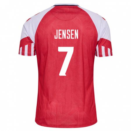 Kandiny Homme Maillot Danemark Victor Jensen #7 Rouge Tenues Domicile 24-26 T-Shirt