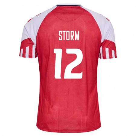 Kandiny Homme Maillot Danemark Tobias Storm #12 Rouge Tenues Domicile 24-26 T-Shirt