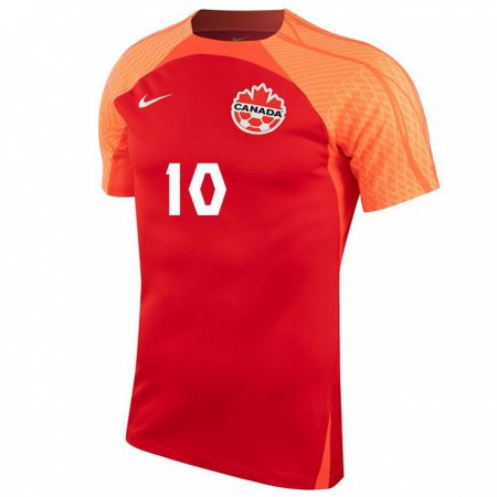 Kandiny Homme Maillot Canada David Junior Hoilett #10 Orange Tenues Domicile 24-26 T-Shirt