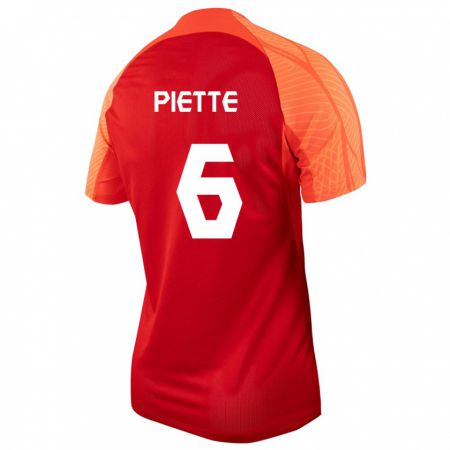 Kandiny Homme Maillot Canada Samuel Piette #6 Orange Tenues Domicile 24-26 T-Shirt