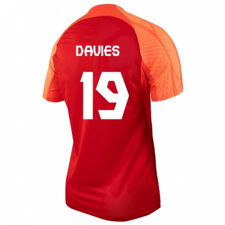 Kandiny Homme Maillot Canada Alphonso Davies #19 Orange Tenues Domicile 24-26 T-Shirt
