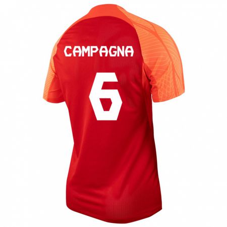 Kandiny Homme Maillot Canada Matteo Campagna #6 Orange Tenues Domicile 24-26 T-Shirt