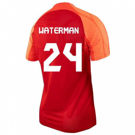 Kandiny Homme Maillot Canada Joel Waterman #24 Orange Tenues Domicile 24-26 T-Shirt