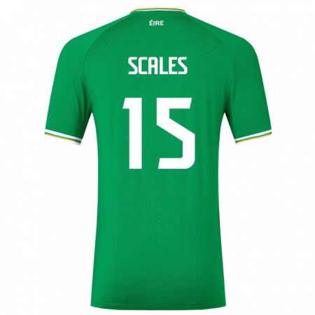 Kandiny Homme Maillot Irlande Liam Scales #15 Vert Tenues Domicile 24-26 T-Shirt