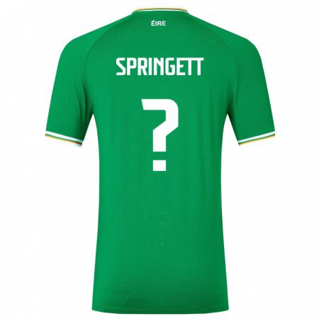 Kandiny Homme Maillot Irlande Tony Springett #0 Vert Tenues Domicile 24-26 T-Shirt
