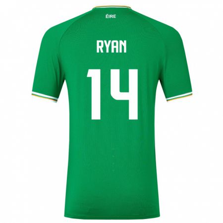 Kandiny Homme Maillot Irlande John Ryan #14 Vert Tenues Domicile 24-26 T-Shirt