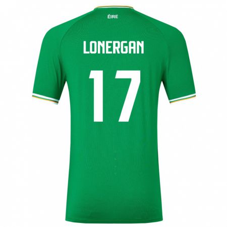 Kandiny Homme Maillot Irlande Tom Lonergan #17 Vert Tenues Domicile 24-26 T-Shirt