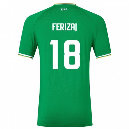 Kandiny Homme Maillot Irlande Justin Ferizaj #18 Vert Tenues Domicile 24-26 T-Shirt