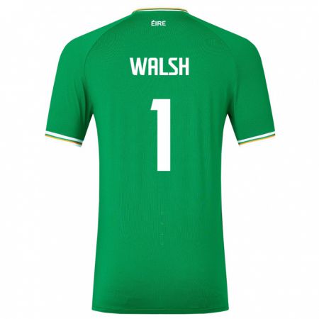Kandiny Homme Maillot Irlande Conor Walsh #1 Vert Tenues Domicile 24-26 T-Shirt