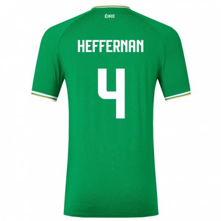 Kandiny Homme Maillot Irlande Cathal Heffernan #4 Vert Tenues Domicile 24-26 T-Shirt