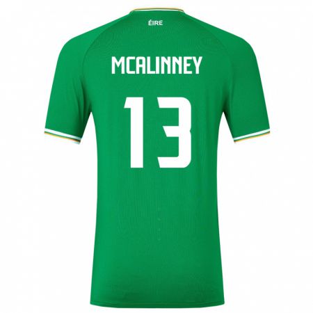 Kandiny Homme Maillot Irlande Liam Mcalinney #13 Vert Tenues Domicile 24-26 T-Shirt