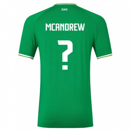 Kandiny Homme Maillot Irlande Niall Mcandrew #0 Vert Tenues Domicile 24-26 T-Shirt