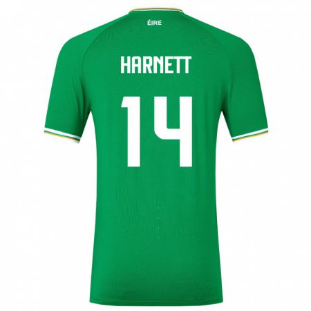 Kandiny Homme Maillot Irlande Kaylem Harnett #14 Vert Tenues Domicile 24-26 T-Shirt