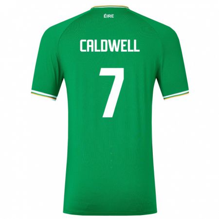 Kandiny Homme Maillot Irlande Diane Caldwell #7 Vert Tenues Domicile 24-26 T-Shirt