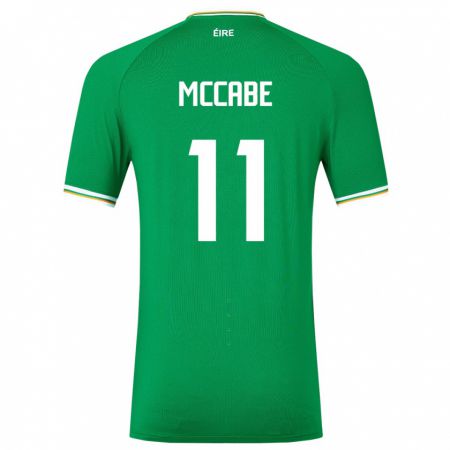 Kandiny Homme Maillot Irlande Katie Mccabe #11 Vert Tenues Domicile 24-26 T-Shirt