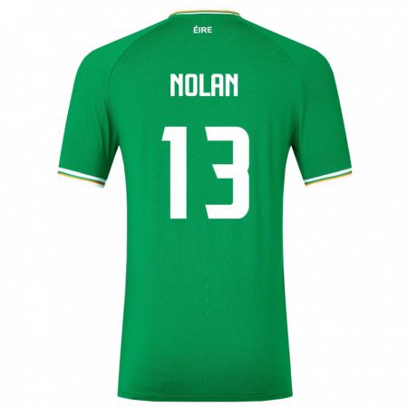 Kandiny Homme Maillot Irlande Hayley Nolan #13 Vert Tenues Domicile 24-26 T-Shirt