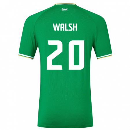 Kandiny Homme Maillot Irlande Claire Walsh #20 Vert Tenues Domicile 24-26 T-Shirt