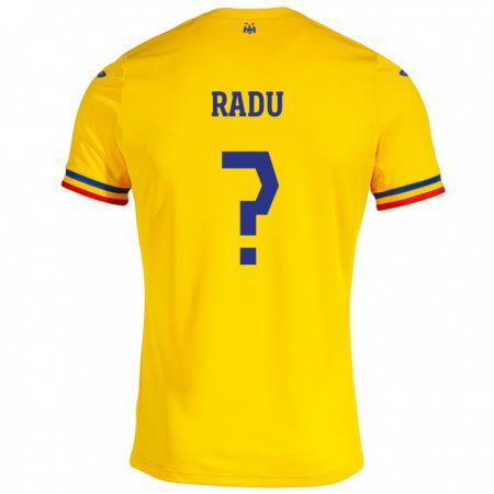 Kandiny Homme Maillot Roumanie Albert Radu #0 Jaune Tenues Domicile 24-26 T-Shirt