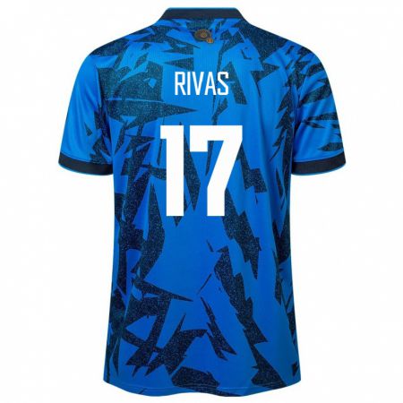 Kandiny Homme Maillot Salvador Eduardo Rivas #17 Bleu Tenues Domicile 24-26 T-Shirt