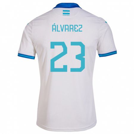 Kandiny Homme Maillot Honduras Jorge Álvarez #23 Blanc Tenues Domicile 24-26 T-Shirt