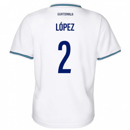 Kandiny Homme Maillot Guatemala Francisco López #2 Blanc Tenues Domicile 24-26 T-Shirt