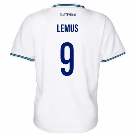 Kandiny Homme Maillot Guatemala Erick Lemus #9 Blanc Tenues Domicile 24-26 T-Shirt