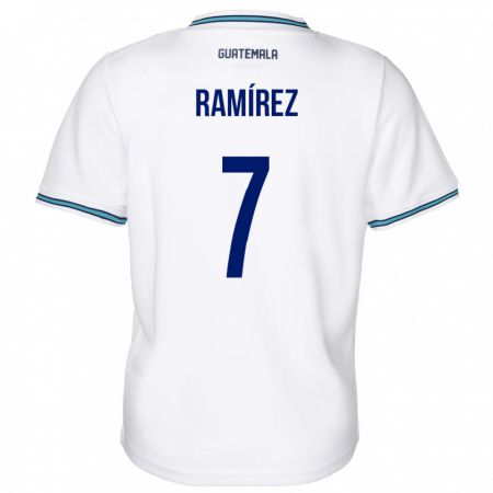 Kandiny Homme Maillot Guatemala Leslie Ramírez #7 Blanc Tenues Domicile 24-26 T-Shirt