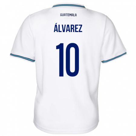 Kandiny Homme Maillot Guatemala Andrea Álvarez #10 Blanc Tenues Domicile 24-26 T-Shirt