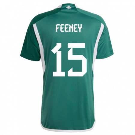 Kandiny Homme Maillot Irlande Du Nord George Feeney #15 Vert Tenues Domicile 24-26 T-Shirt