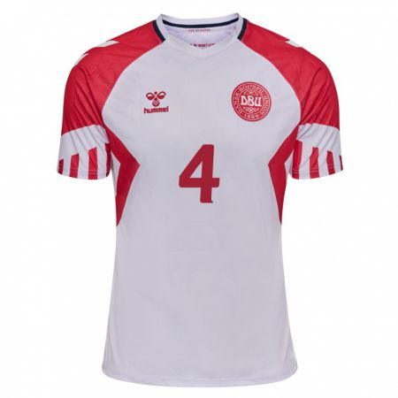 Kandiny Homme Maillot Danemark Sebastian Otoa #4 Blanc Tenues Extérieur 24-26 T-Shirt