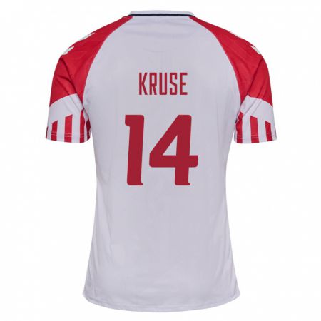 Kandiny Homme Maillot Danemark David Kruse #14 Blanc Tenues Extérieur 24-26 T-Shirt