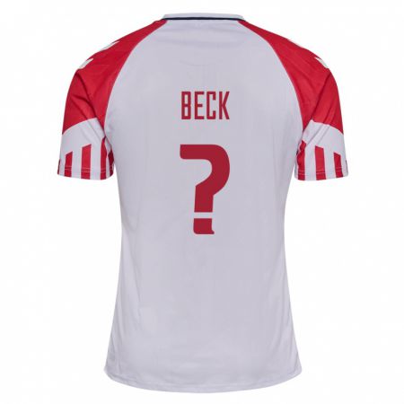 Kandiny Homme Maillot Danemark Julius Beck #0 Blanc Tenues Extérieur 24-26 T-Shirt
