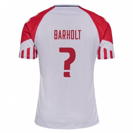 Kandiny Homme Maillot Danemark Noah Barholt #0 Blanc Tenues Extérieur 24-26 T-Shirt