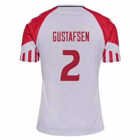 Kandiny Homme Maillot Danemark Victor Gustafsen #2 Blanc Tenues Extérieur 24-26 T-Shirt