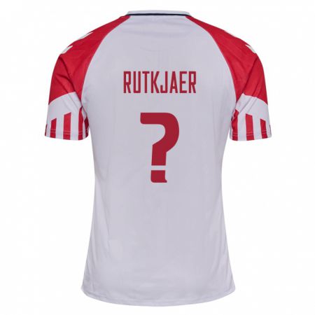 Kandiny Homme Maillot Danemark Villads Rutkjaer #0 Blanc Tenues Extérieur 24-26 T-Shirt