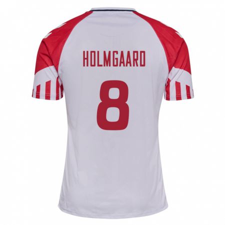 Kandiny Homme Maillot Danemark Sara Holmgaard #8 Blanc Tenues Extérieur 24-26 T-Shirt