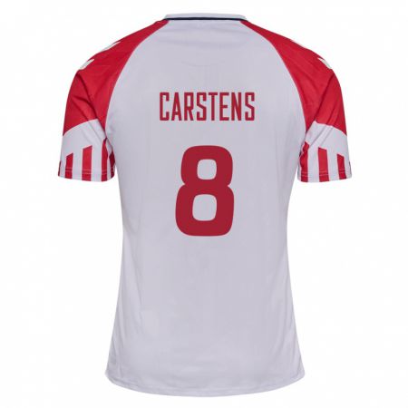 Kandiny Homme Maillot Danemark Signe Carstens #8 Blanc Tenues Extérieur 24-26 T-Shirt