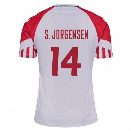 Kandiny Homme Maillot Danemark Sebastian Jorgensen #14 Blanc Tenues Extérieur 24-26 T-Shirt