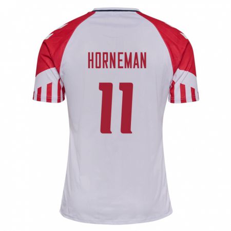 Kandiny Homme Maillot Danemark Charly Horneman #11 Blanc Tenues Extérieur 24-26 T-Shirt