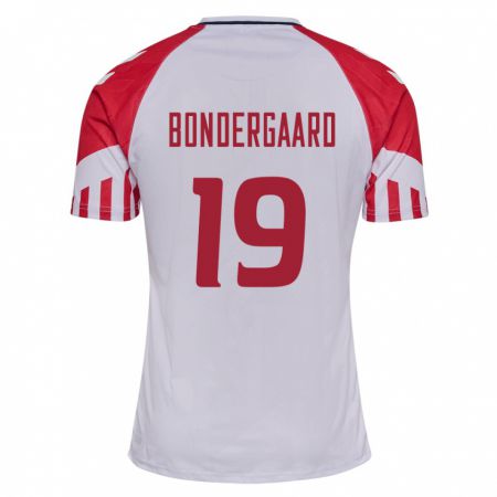 Kandiny Homme Maillot Danemark Asbjorn Bondergaard #19 Blanc Tenues Extérieur 24-26 T-Shirt