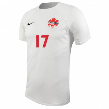 Kandiny Homme Maillot Canada Cyle Larin #17 Blanc Tenues Extérieur 24-26 T-Shirt