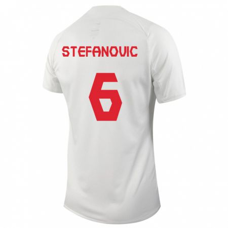 Kandiny Homme Maillot Canada Lazar Stefanovic #6 Blanc Tenues Extérieur 24-26 T-Shirt