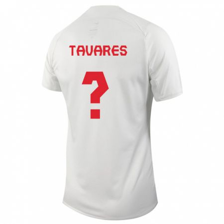 Kandiny Homme Maillot Canada Hugo Tavares #0 Blanc Tenues Extérieur 24-26 T-Shirt