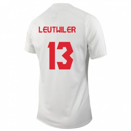 Kandiny Homme Maillot Canada Jayson Leutwiler #13 Blanc Tenues Extérieur 24-26 T-Shirt